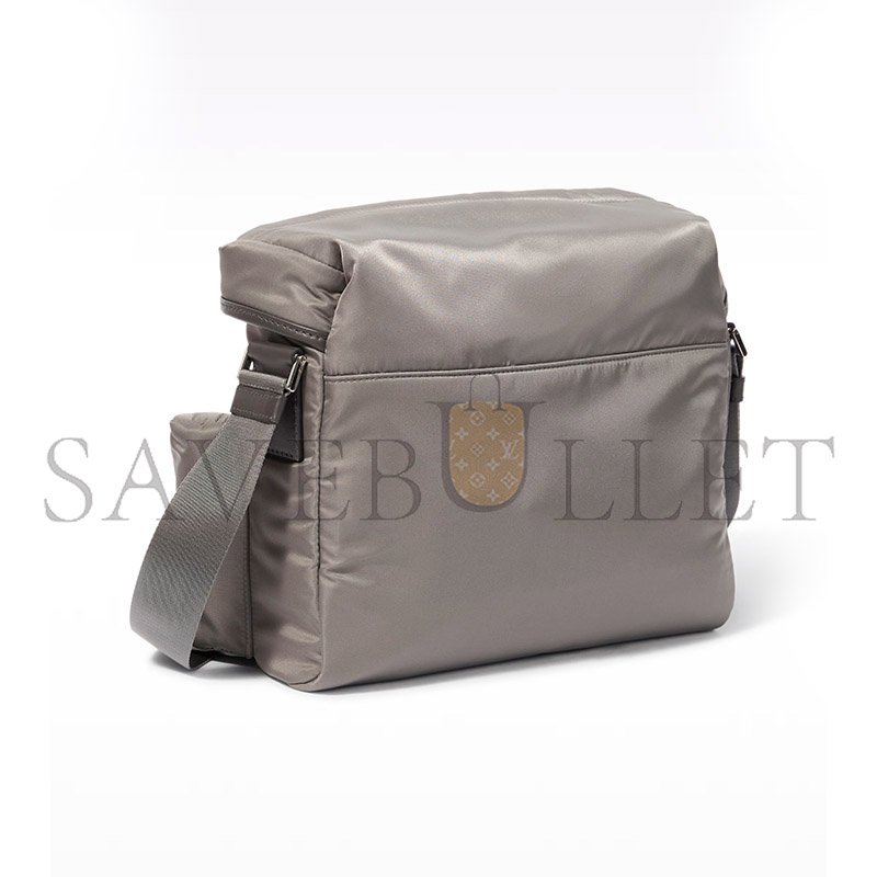 PRADA IRON GRAY RE-NYLON AND LEATHER SHOULDER BAG 2VD062 (29*23*15cm) 